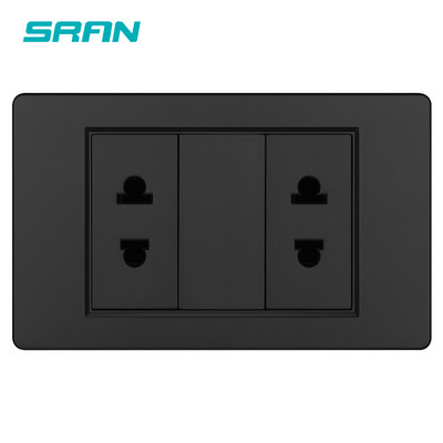 Univerzálna zásuvka SRAN s 2 otvormi, PC, panel z materiálu spomaľujúceho horenie, 118*72 mm, 2/3-cestná, nástenná, 16A, 110V-250V