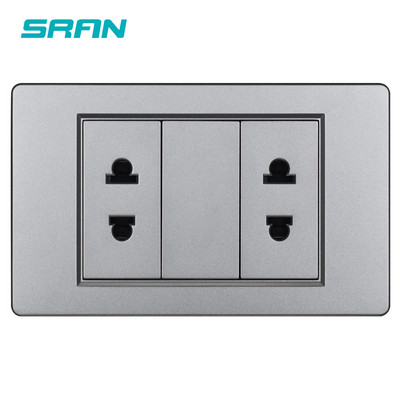 Univerzálna zásuvka SRAN s 2 otvormi, PC, panel z materiálu spomaľujúceho horenie, 118*72 mm, 2/3-cestná, nástenná, 16A, 110V-250V