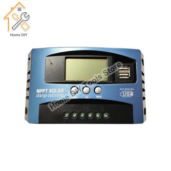 Контролер за слънчево зареждане 30/40/50/60/100A MPPT Двоен USB LCD дисплей 12V 24V Автоматичен панел за слънчеви клетки Регулатор на зарядно устройство с товар