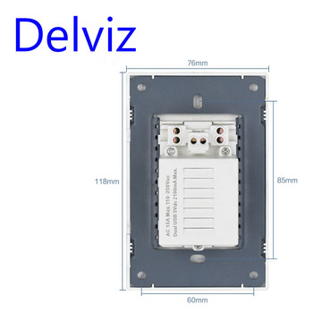 Delviz US стандартен USB контакт, 2A двоен USB порт за зарядно устройство, 120mm*70mm панел, американски AC 110~250V, стенен вграден 15A електрически контакт