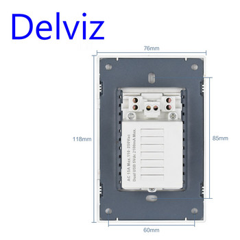 Delviz US Standard Υποδοχή USB, 2A Διπλή θύρα φορτιστή USB, πάνελ 120mm*70mm, American AC 110~250V, Ενσωματωμένη πρίζα 15Α στον τοίχο