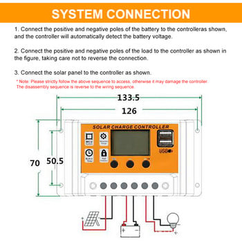 100A Solar Charge Controller 12V/24V Solar Panel Battery Regulator με οθόνη LCD Ελεγκτής φόρτισης διπλής θύρας USB