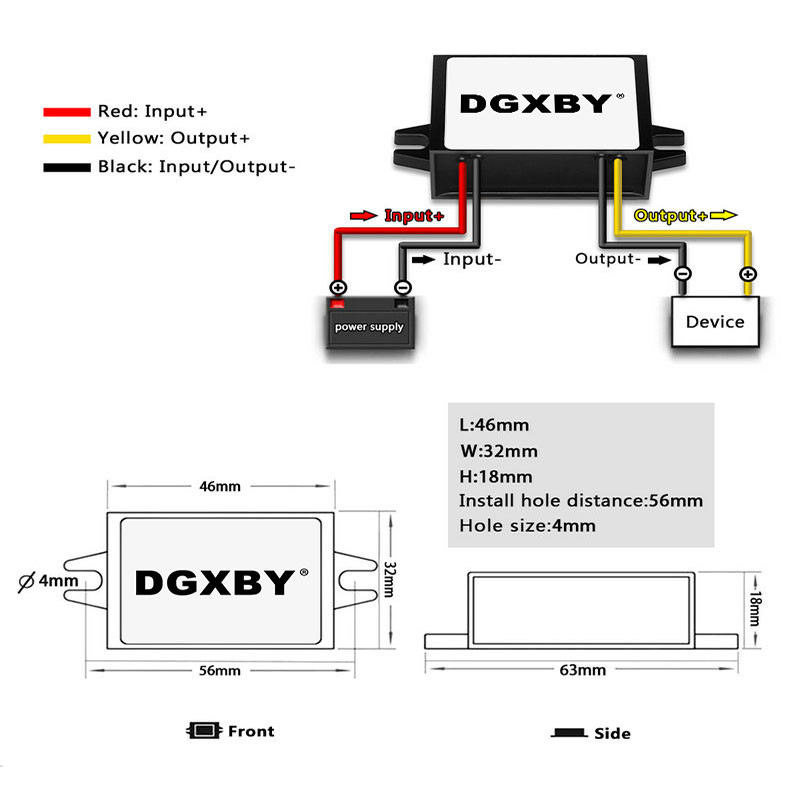 DGXBY 48V/60V KUNI 5V 1A 2A 3A alalisvoolu toiteregulaatori muundur 20V~80V kuni 5,1V seire Alandava mooduli CE RoHS sertifikaat