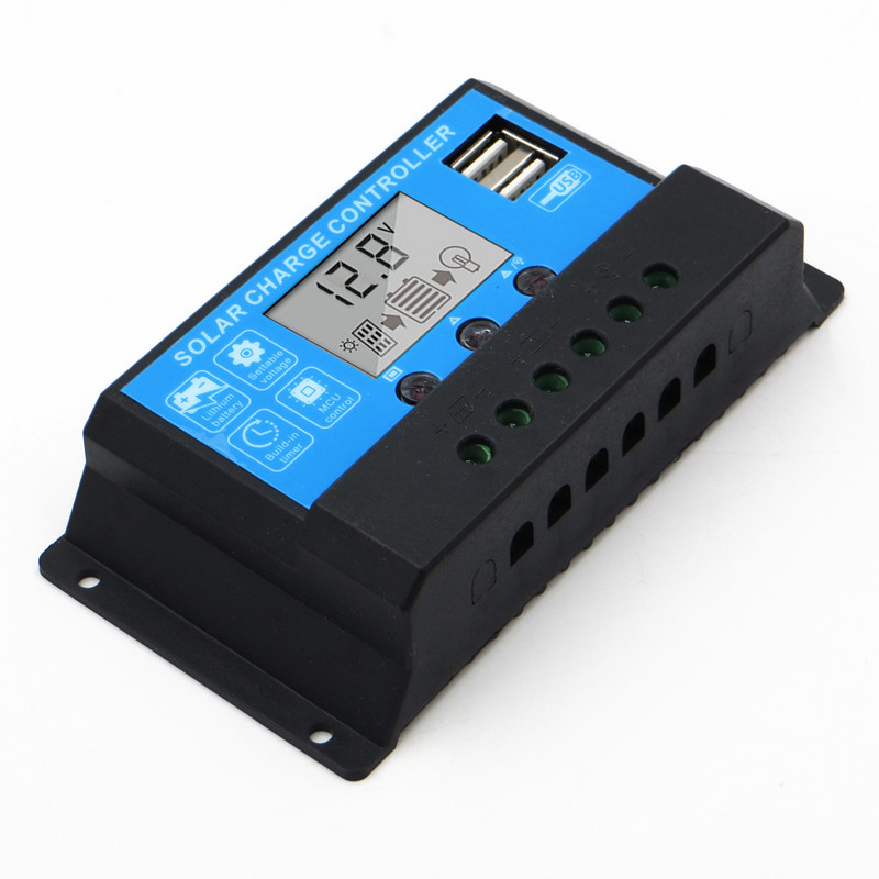 Vas Li-ion lítium akkumulátor töltésvezérlő USB 12V/24V LCD kijelzős napelemes töltő AGM GEL 10/20/30a 3.7V 3.2V 3S 4S