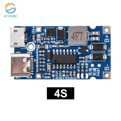 Type-C USB 2S 3S 4S BMS 4.5V-15V 18W 3A Μπαταρία λιθίου Step Down&Up Πλακέτα μονάδας γρήγορης φόρτισης QC με προστασία θερμοκρασίας