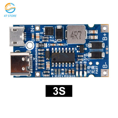 Type-C USB 2S 3S 4S BMS 4.5V-15V 18W 3A Μπαταρία λιθίου Step Down&Up Πλακέτα μονάδας γρήγορης φόρτισης QC με προστασία θερμοκρασίας