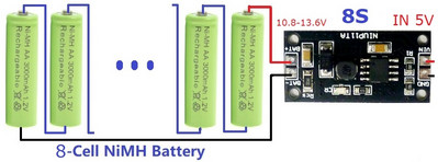 Modul nabíjačky batérií Ni-Mh Ni-Cd 1-8 jadier 1,2 V 2,4 V 3,6 V 4,8 V 6 V 7,2 V 8,4 V 9,6 V
