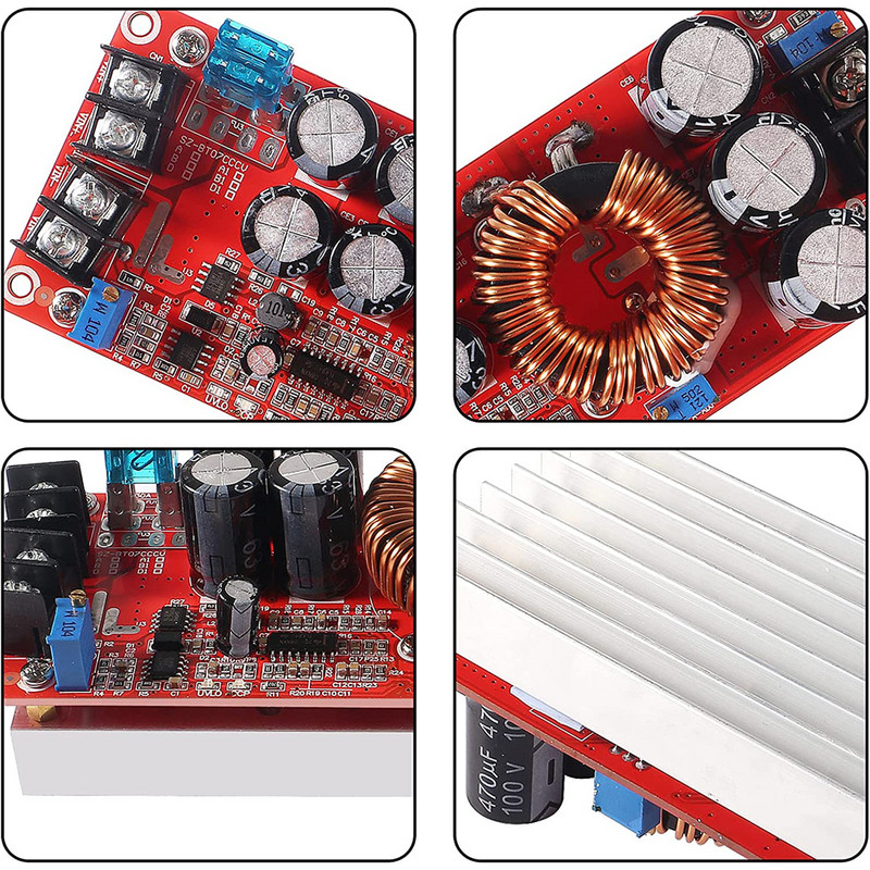 1200W 20A DC-DC Boost Converter Step Up maitinimo modulis IN 8-60V OUT 12-83V