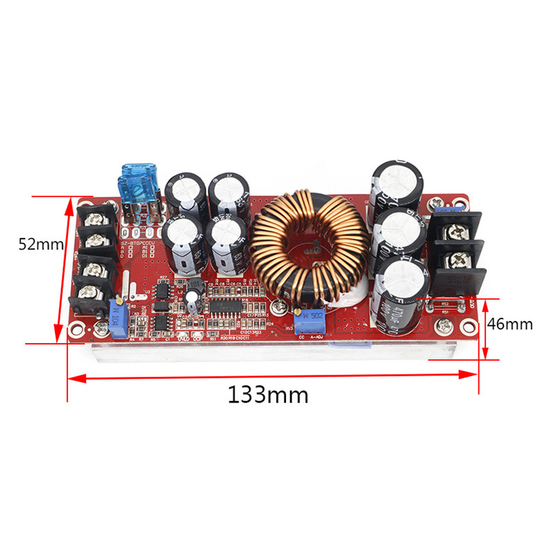1200W 20A DC-DC Boost Converter Step Up maitinimo modulis IN 8-60V OUT 12-83V