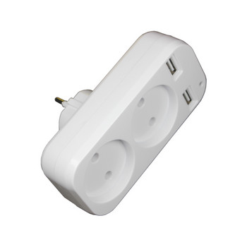 Προσαρμογέας πρίζας ΕΕ με 2 υποδοχές 2 θύρες USB νέας σχεδίασης Ευρωπαϊκή υποδοχή επέκτασης USB 5V 2A Z4-01 Λευκό χρώμα