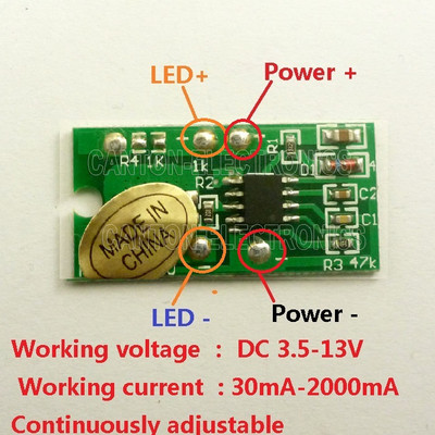 1x 3,5-5V 2A Touch Switch LED illesztőprogram vezérlő USB mobil tápellátáshoz 18650 lítium akkumulátor és 5x DC 3,7 V 5 V 1,2 W fehér LED lámpa