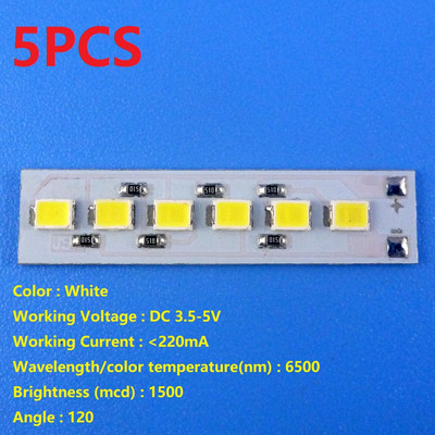 1x 3,5-5V 2A Touch Switch LED illesztőprogram vezérlő USB mobil tápellátáshoz 18650 lítium akkumulátor és 5x DC 3,7 V 5 V 1,2 W fehér LED lámpa