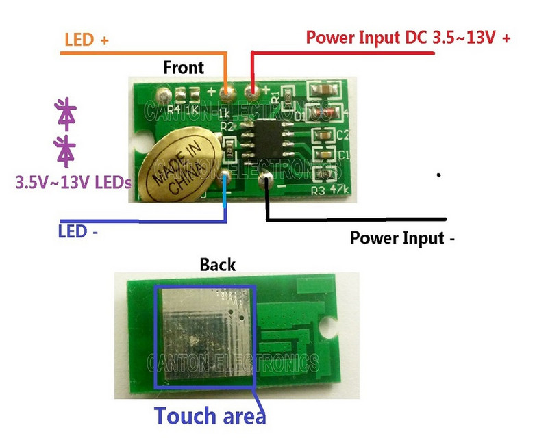 1x 3,5-5V 2A Touch Switch LED illesztőprogram vezérlő USB mobil tápellátáshoz 18650 lítium akkumulátor és 5x DC 3,7 V 5 V 1,2 W fehér LED lámpa