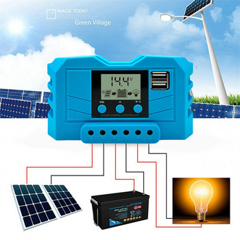 Соларен контролер за зареждане 10A/20A/30A PV PWM регулатор с LCD дисплей Оловно-киселинна/литиево-йонна батерия Контролери за соларен панел
