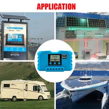 Solar Charge Controller 10A/20A/30A PV PWM Regulator with LCD Display Lead-Acid/Ion Battery Solar Panel Controller