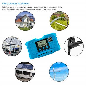 Solar Charge Controller 10A/20A/30A PV PWM Regulator with LCD Display Lead-Acid/Ion Battery Solar Panel Controller