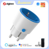 Aubess Tuya ZigBee3.0 viedais spraudnis EU 16A 3680 W barošanas ligzda ar enerģijas monitoru, balss vadība. Darbs ar Alexa Google sākumlapu