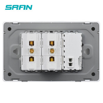 SRAN Italy Chile Standard βύσμα με USB και Type-c 5v 2a,118mm*72mm κρύσταλλο Γυάλινο πάνελ 16A 250V Πρίζα τοίχου