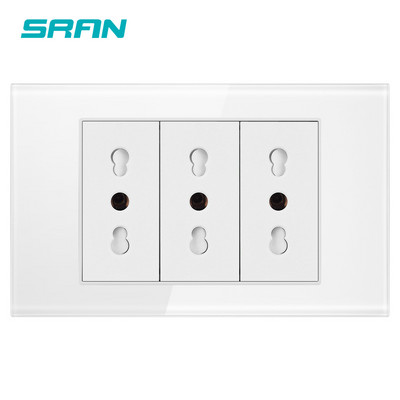 Štandardná zástrčka SRAN Taliansko Čile s USB a Type-C 5V 2A, 118mm * 72mm krištáľové sklo, 16A 250V, zásuvka