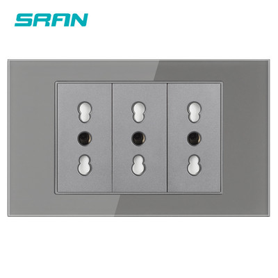 Štandardná zástrčka SRAN Taliansko Čile s USB a Type-C 5V 2A, 118mm * 72mm krištáľové sklo, 16A 250V, zásuvka