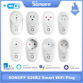 SONOFF S26 R2 WiFi viedais spraudnis 16A barošanas ligzda EU/FR/US/CN/IL/IT/BR bezvadu slēdža laiks, izmantojot Ewelink Alexa Google Home Alice