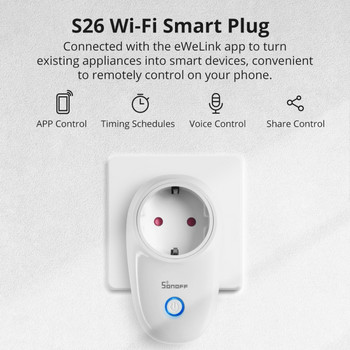SONOFF S26 R2 WiFi Smart Plug 16A Power Socket EU/FR/US/CN/IL/IT/BR Време за безжично превключване чрез Ewelink Alexa Google Home Alice