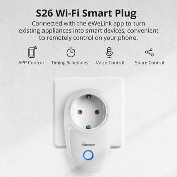 SONOFF S26 R2 WiFi Smart Plug 16A Power Socket EU/FR/US/CN/IL/IT/BR Време за безжично превключване чрез Ewelink Alexa Google Home Alice