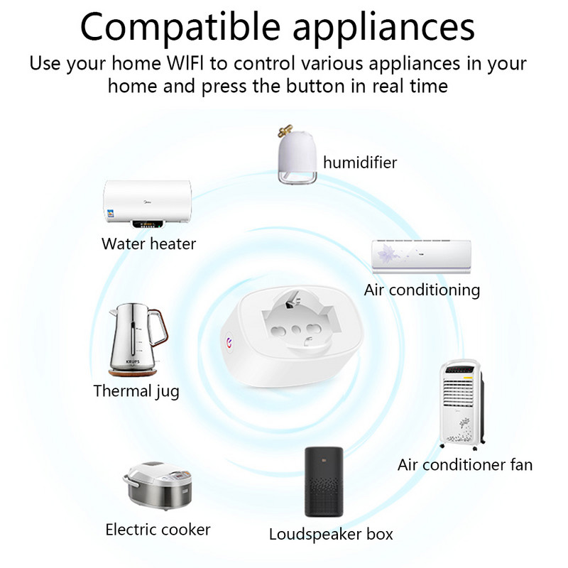 Itālija Čīle Tuya WiFi viedais spraudnis 16A laika izvads strāvas monitora ligzda Smart Life APP vadība darbojas ar Alexa Google Alice