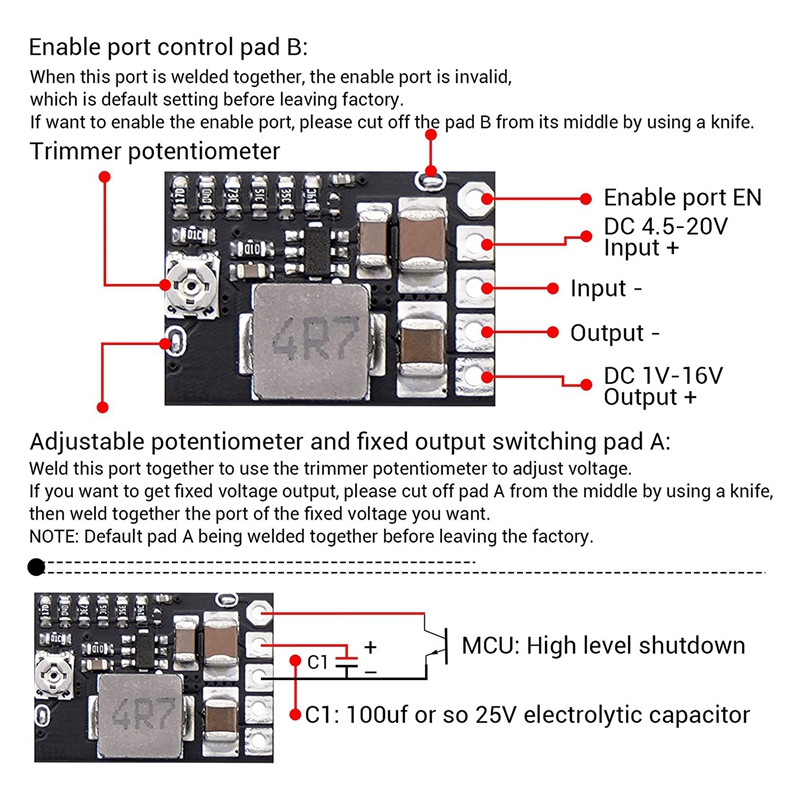 A63I 6Pc DC Buck Converter Mini sprieguma regulators DC 4,5-20V 12V Atkāpties uz 5V reduktora plates barošanas avota stabilizatora modulis
