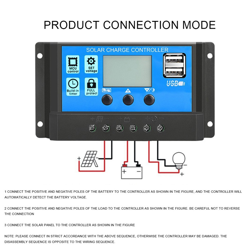 Päikeseenergia laadimise kontroller PWM kontrollerid 12 V 24 V automaatne LCD LCD ekraan, topelt USB 5 V väljund päikesepaneeli PV regulaator