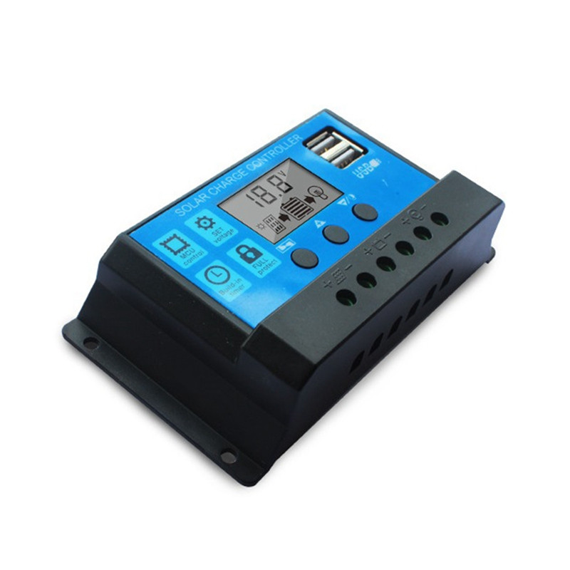 Päikeseenergia laadimise kontroller PWM kontrollerid 12 V 24 V automaatne LCD LCD ekraan, topelt USB 5 V väljund päikesepaneeli PV regulaator