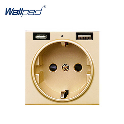 Zásuvka EÚ s káblom USB typu C, nabíjačka, elektrická zásuvka 2400 mAh, funkčné tlačidlo typu C, iba pre modul, 52 * 52 mm nástenná podložka