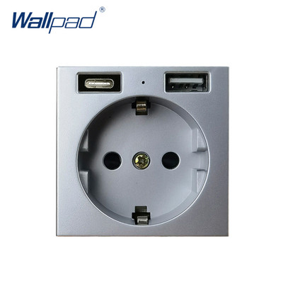 Zásuvka EÚ s káblom USB typu C, nabíjačka, elektrická zásuvka 2400 mAh, funkčné tlačidlo typu C, iba pre modul, 52 * 52 mm nástenná podložka