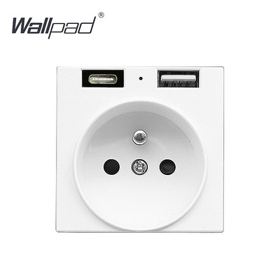 Zásuvka EÚ s káblom USB typu C, nabíjačka, elektrická zásuvka 2400 mAh, funkčné tlačidlo typu C, iba pre modul, 52 * 52 mm nástenná podložka
