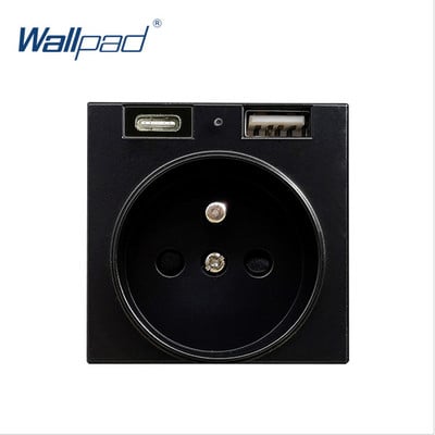 Zásuvka EÚ s káblom USB typu C, nabíjačka, elektrická zásuvka 2400 mAh, funkčné tlačidlo typu C, iba pre modul, 52 * 52 mm nástenná podložka