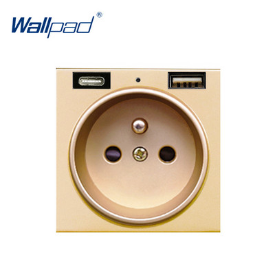 Zásuvka EÚ s káblom USB typu C, nabíjačka, elektrická zásuvka 2400 mAh, funkčné tlačidlo typu C, iba pre modul, 52 * 52 mm nástenná podložka