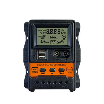 12V/24V automatikus azonosító LCD napelemes vezérlő, kettős USB kimenetű fotovoltaikus tápvezérlő 3 fokozatú töltéskezelés