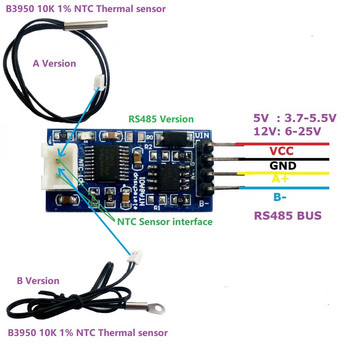 DC 5V 12V 24V RS485 RS232 TTL Modbus Rtu NTC Термистор Температурен сензор Монитор за дистанционно наблюдение Модул B3950 10K 1%