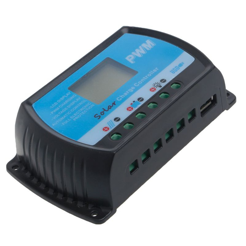 PWM 30A USB saulės kolektorių įkrovimo valdiklis 12V 24V automatinis LCD reguliatorius RTD