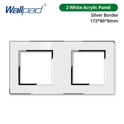 Tapéta Fehér akril panel ezüst szegélyű fali lámpa kapcsoló funkciógombbal, csak barkácsolásmentes kombináció 52*52mm