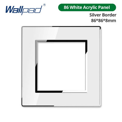 Tapéta Fehér akril panel ezüst szegélyű fali lámpa kapcsoló funkciógombbal, csak barkácsolásmentes kombináció 52*52mm