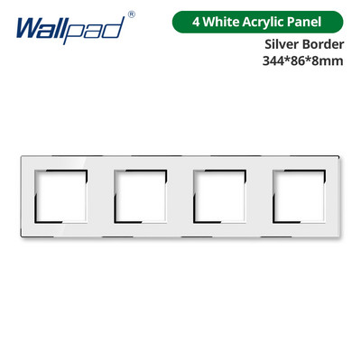 Tapéta Fehér akril panel ezüst szegélyű fali lámpa kapcsoló funkciógombbal, csak barkácsolásmentes kombináció 52*52mm