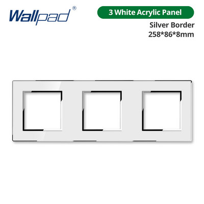 Tapéta Fehér akril panel ezüst szegélyű fali lámpa kapcsoló funkciógombbal, csak barkácsolásmentes kombináció 52*52mm