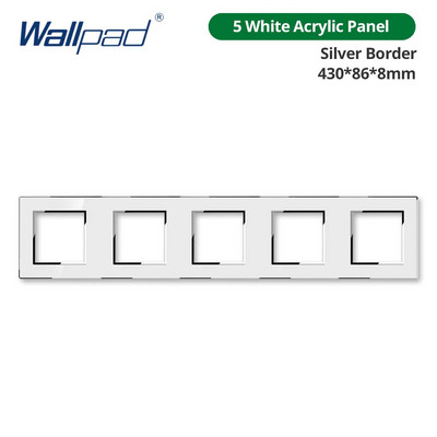 Tapéta Fehér akril panel ezüst szegélyű fali lámpa kapcsoló funkciógombbal, csak barkácsolásmentes kombináció 52*52mm