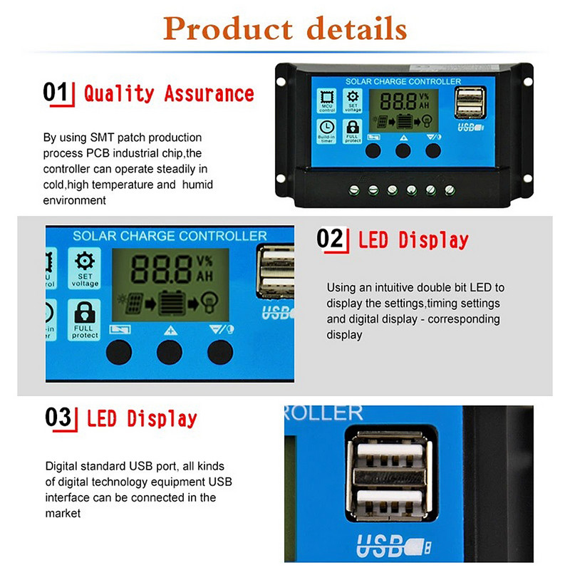 1/2/3 napelemes vezérlő kompakt méret beállító panel Egyszerű működés Kidolgozottság Ipari kellékek vezérlőeszköz 10A