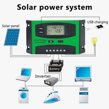 Соларен контролер за зареждане 12V/24V литиева оловно-киселинна батерия Соларен контролер PMW Управление на зареждането Соларно зарядно устройство Регулатор 10A