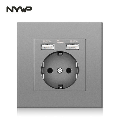 NYWP seina usb pistik, palju uut tüüpi paneele, ruumi pistikupesa, ac 110v-250v 16a seina sisseehitatud, topelt usb eu standard pistik