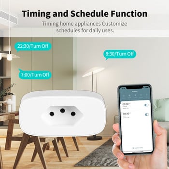 Wifi TUYA 16/20A Smart Plug Brazil Standard Socket with Power Monitor Smart Life APP Τηλεχειριστήριο φωνής για το Google Home Alexa