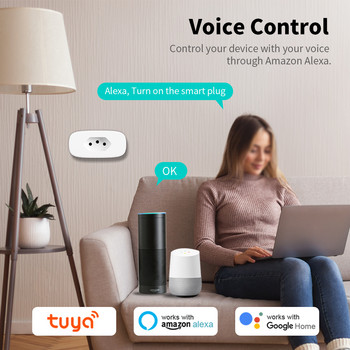 Wifi TUYA 16/20A Smart Plug Бразилски стандартен контакт с монитор за захранване Smart Life APP Дистанционно гласово управление за Google Home Alexa