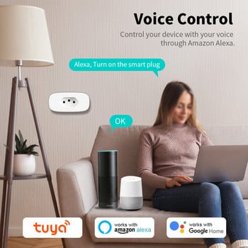 Wifi TUYA 16/20A Smart Plug Brazil Standard Socket with Power Monitor Smart Life APP Τηλεχειριστήριο φωνής για το Google Home Alexa